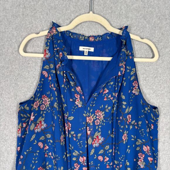 Max Studio Tank Top Medium Flowy Cottage Farmhouse Feminine Mediterranean Resort - Picture 2 of 11